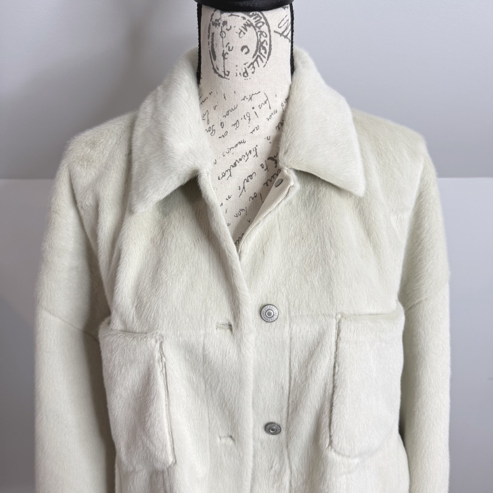 Free People We The Free Cozy Opal Swing Jacket Faux Fur Oversized Ivory - Picture 3 of 12